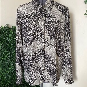 Leopard Print Long Sleeve Blouse
